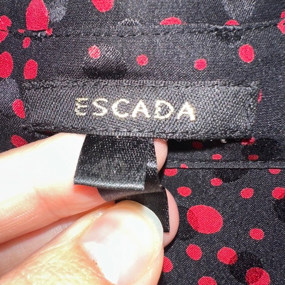 Escada Silk Black Red Patterned Button Down Shirt - Picture 4 of 7